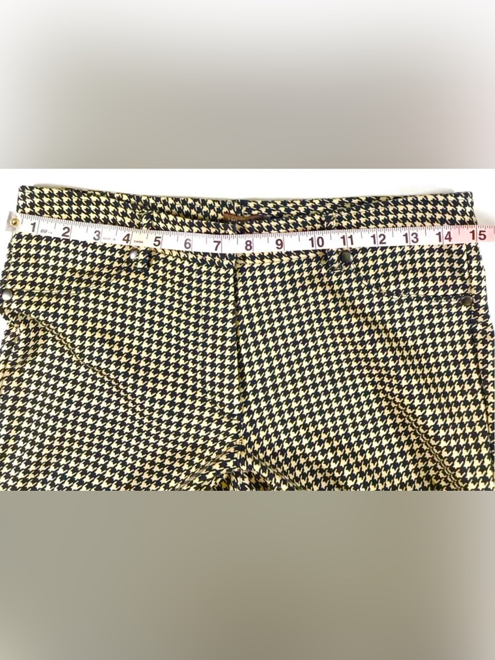 J. McLaughlin Womens Becca Skinny Stretch Black/Sand Checkered Pants Size 4 - Picture 4 of 6
